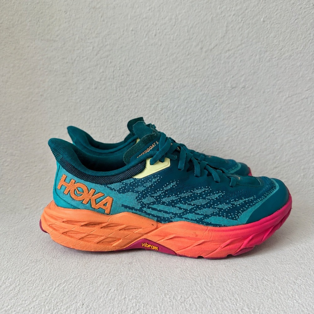 HOKA Speedgoat 5 Trail Running Shoes Deep Lake/Ceramic Teal Womens sz 8 1123158